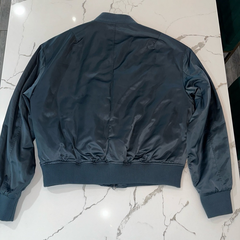 Zara Blue Zip Up Bomber Jacket With Side Pockets Size XL. In Great Condition. - Picture 10 of 13